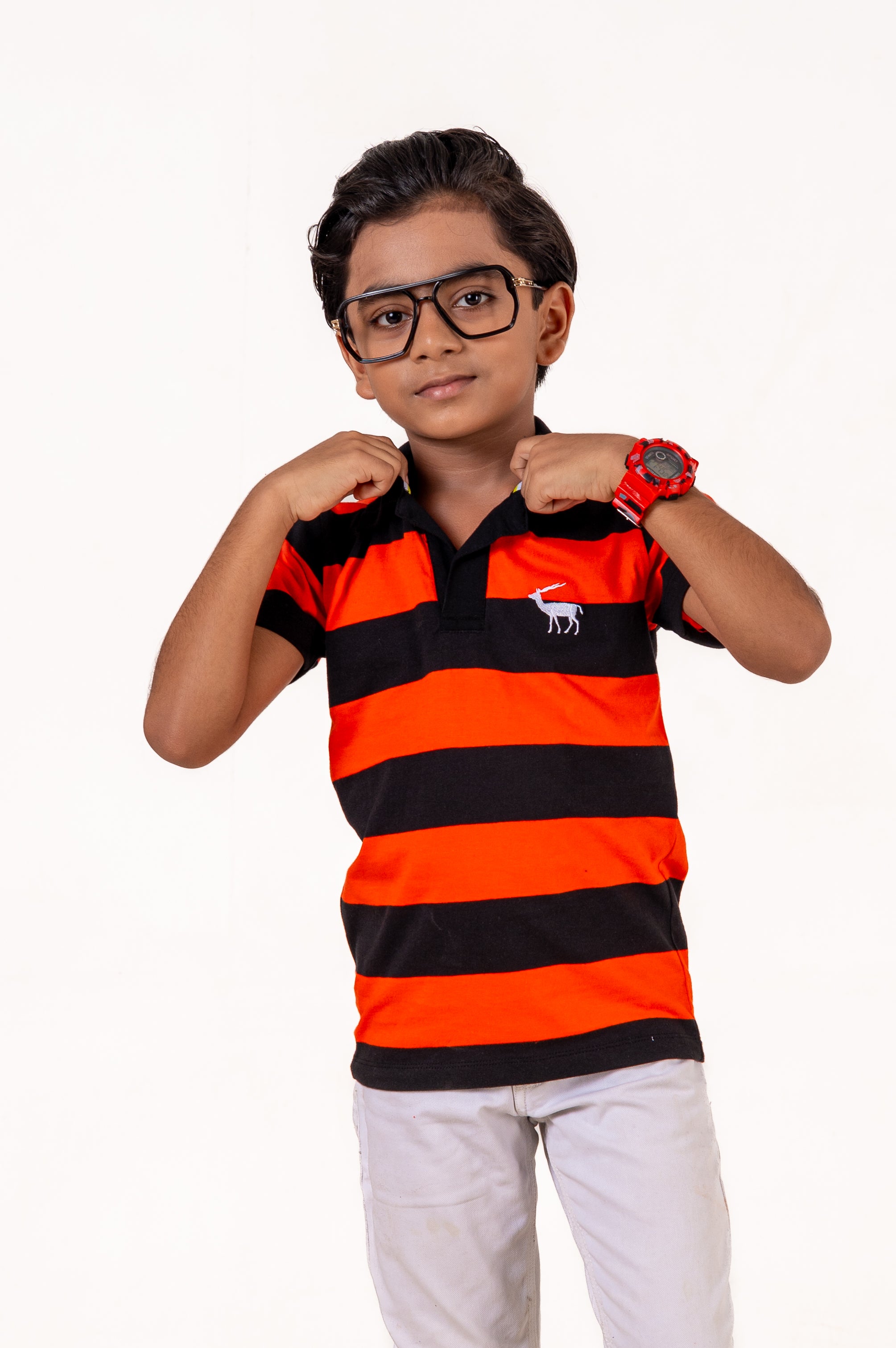 Polo Y/D Contrast Placket And Emb Orange