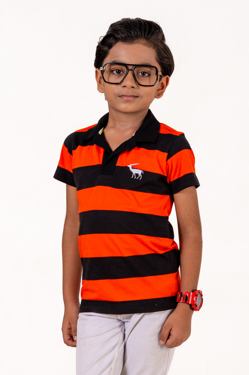 Polo Y/D Contrast Placket And Emb Orange