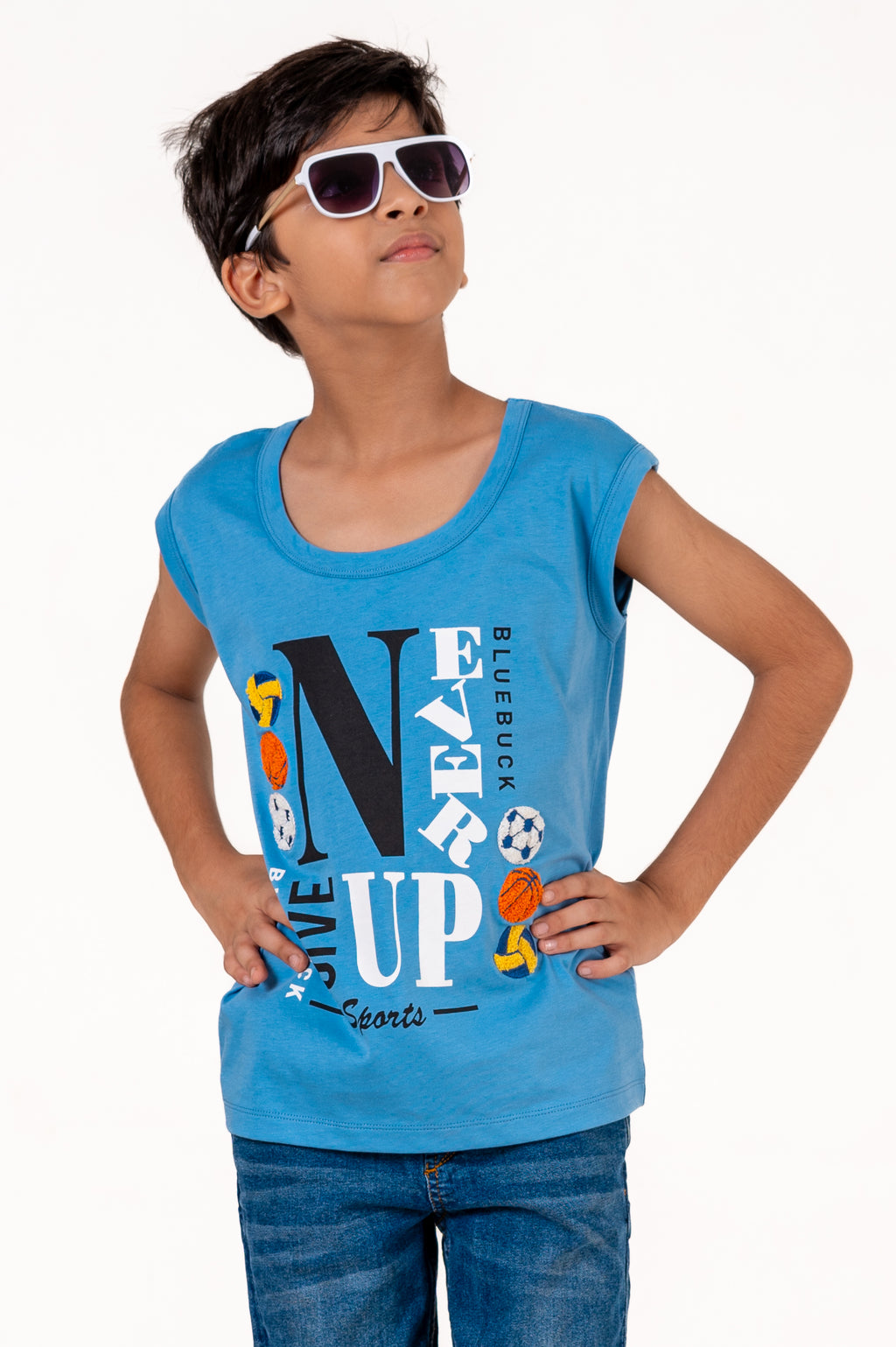 Tank Top With Chennile Emb Blue