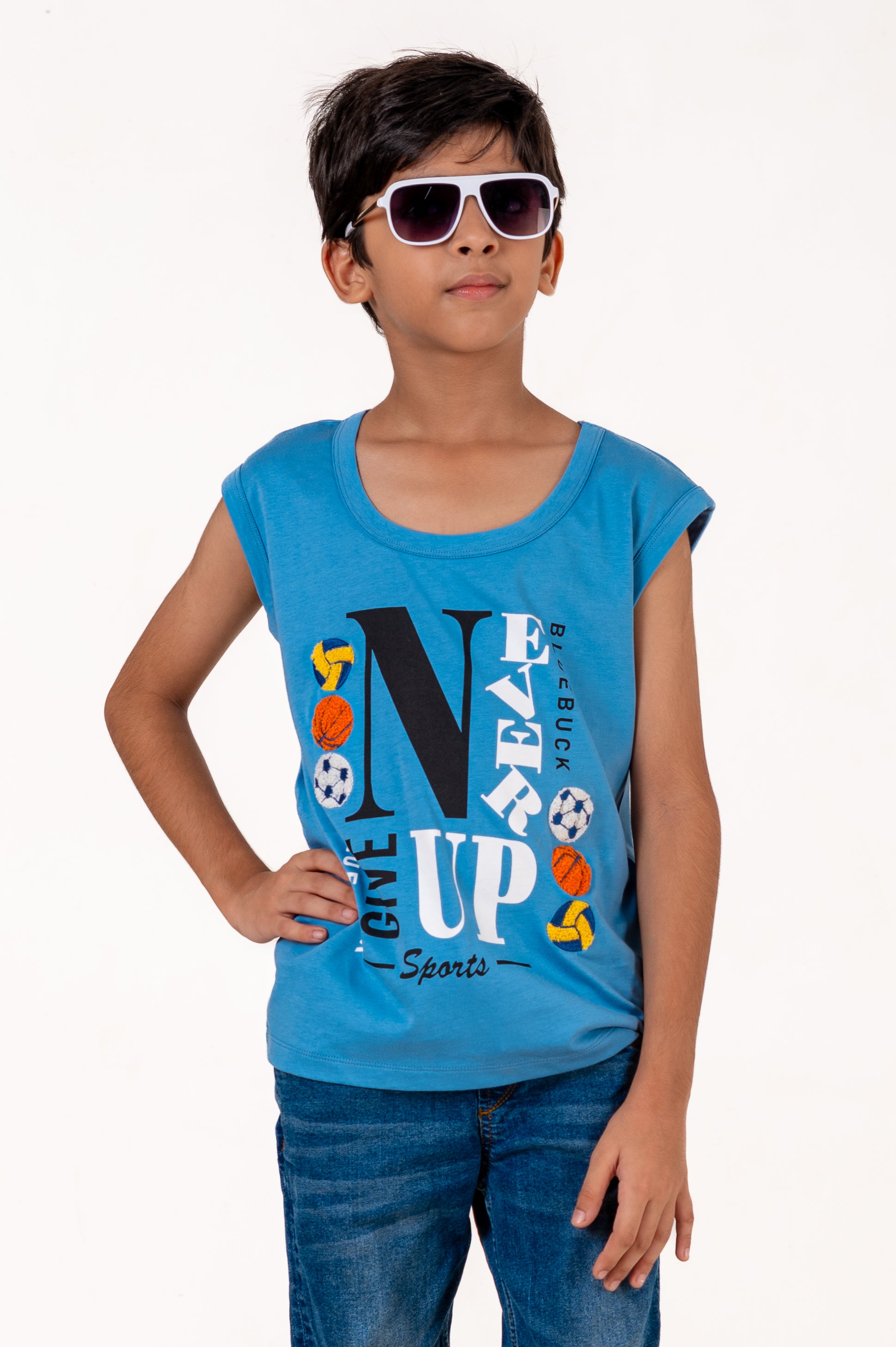 Tank Top With Chennile Emb Blue