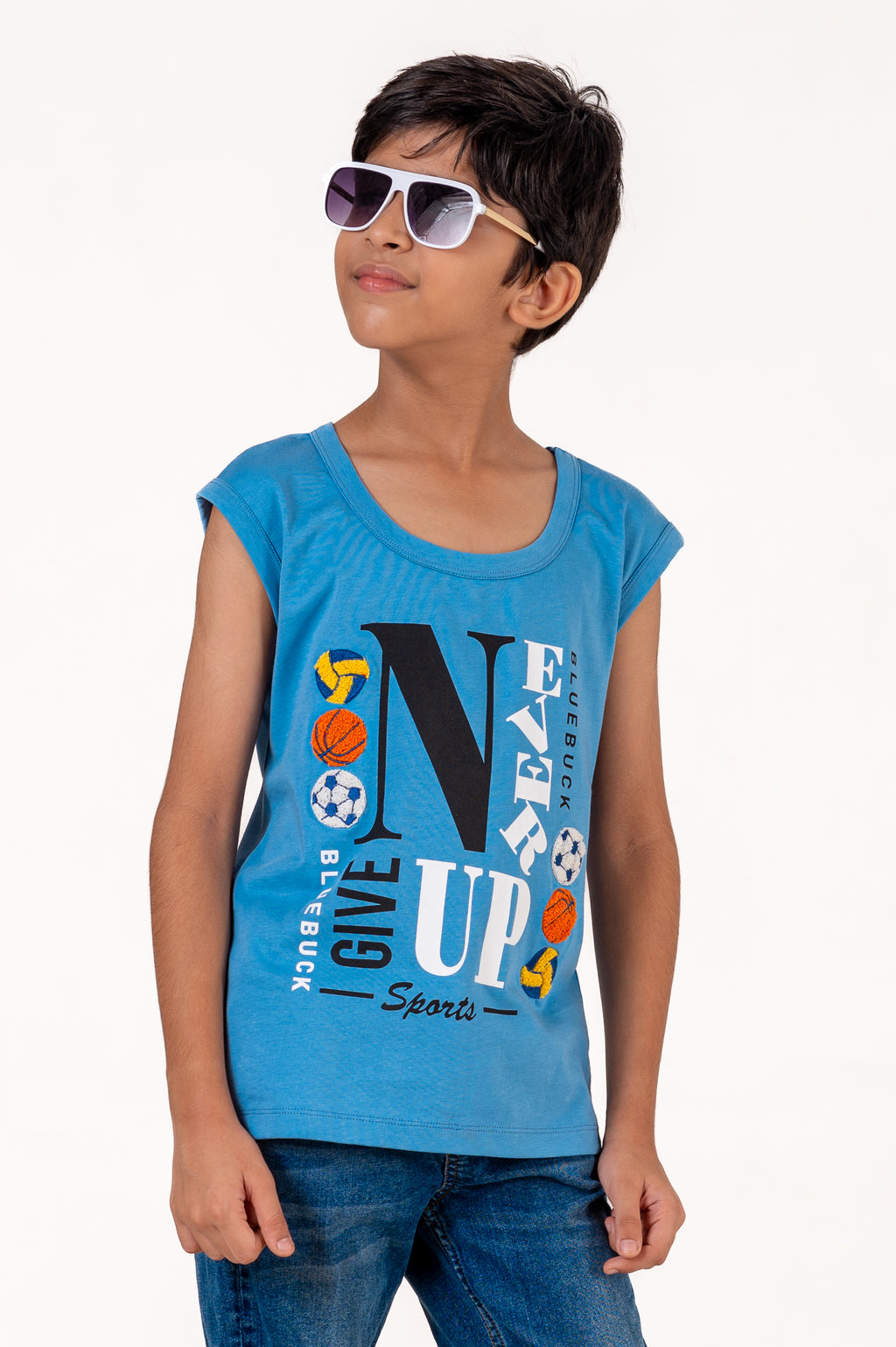 Tank Top With Chennile Emb Blue