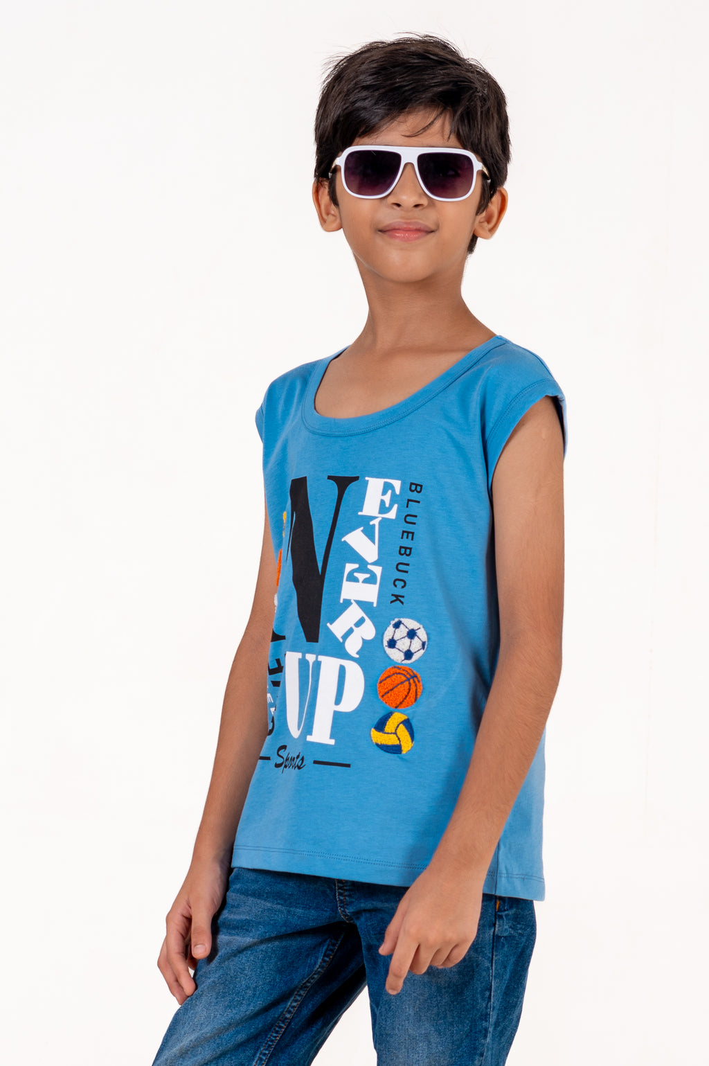 Tank Top With Chennile Emb Blue