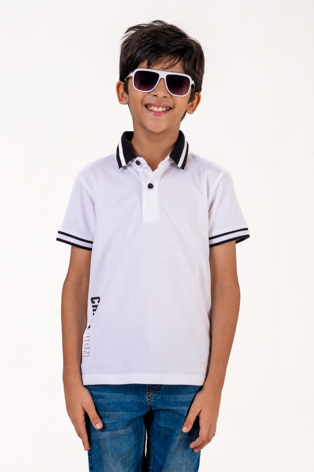 Kids Polo With Hd Print Cloud Dancer