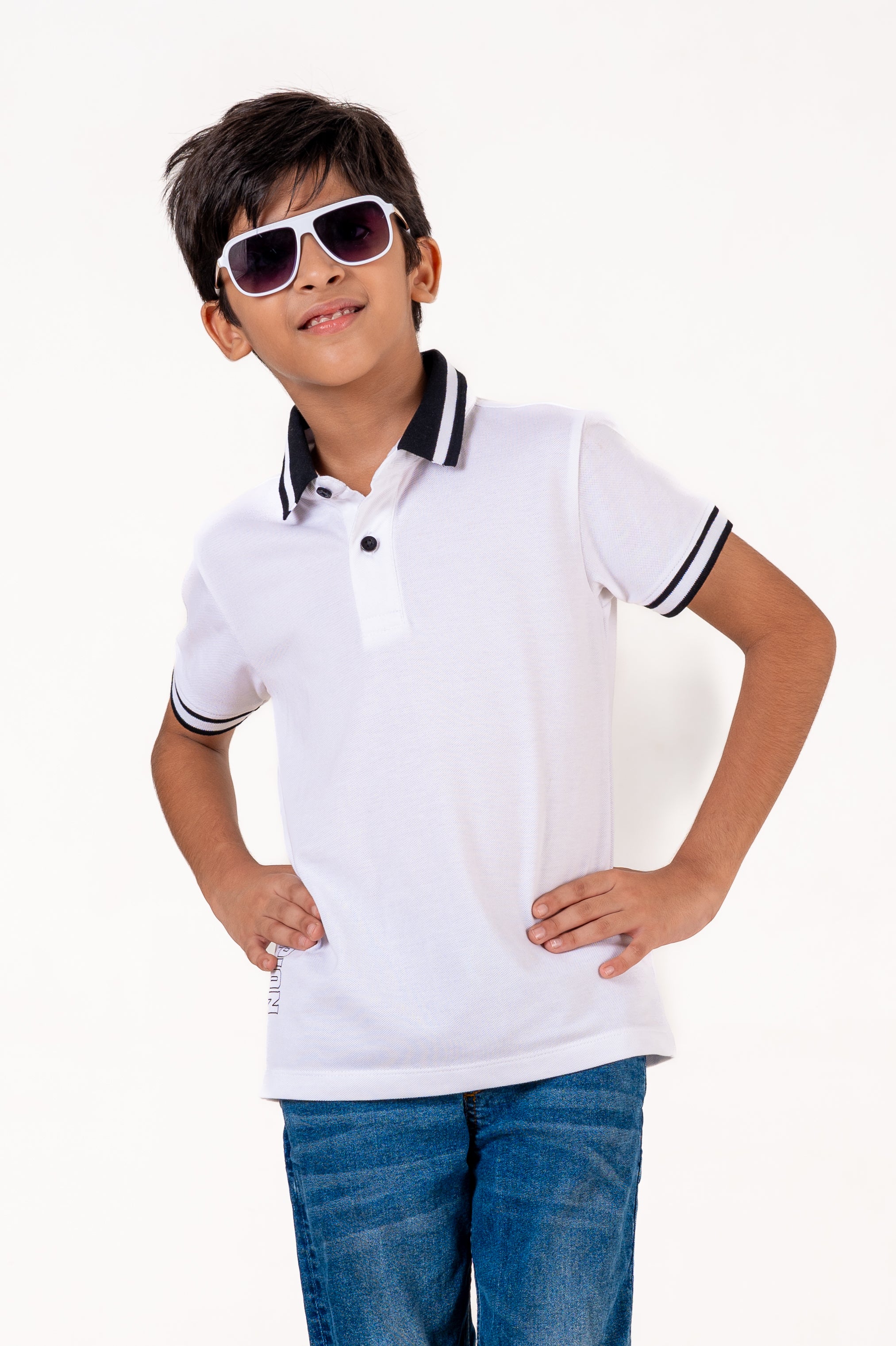 Kids Polo With Hd Print Cloud Dancer