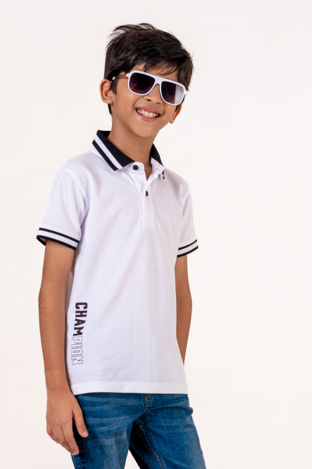 Kids Polo With Hd Print Cloud Dancer