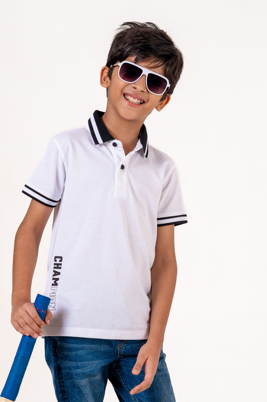 Kids Polo With Hd Print Cloud Dancer