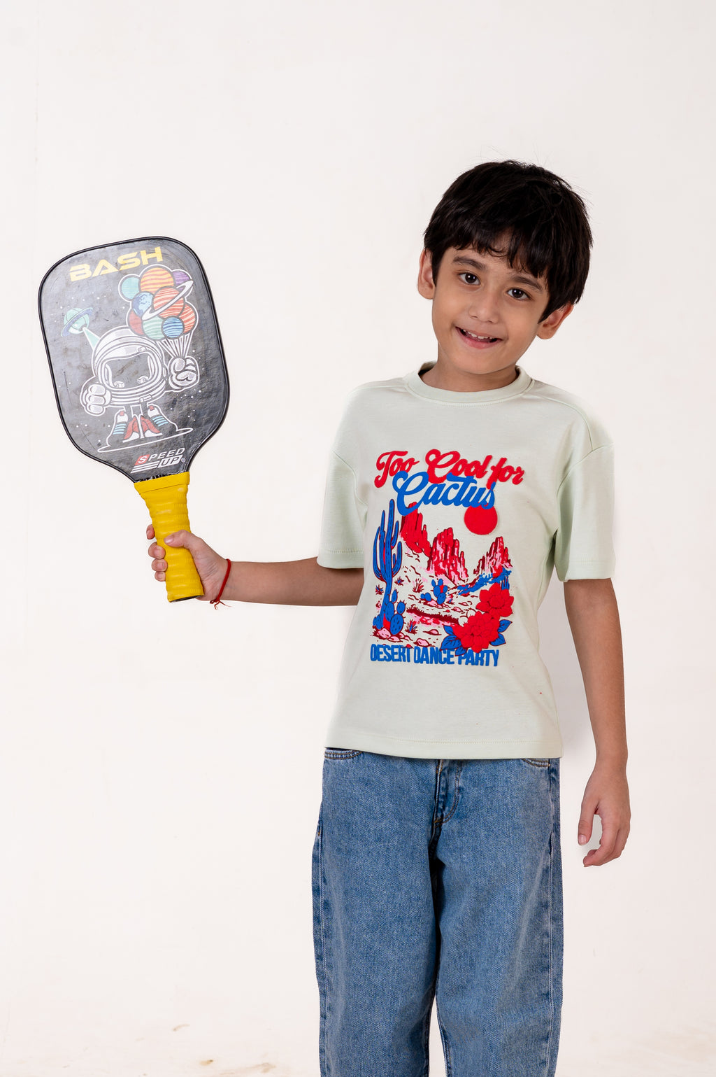 Crew Neck With Puff Print Pista Green