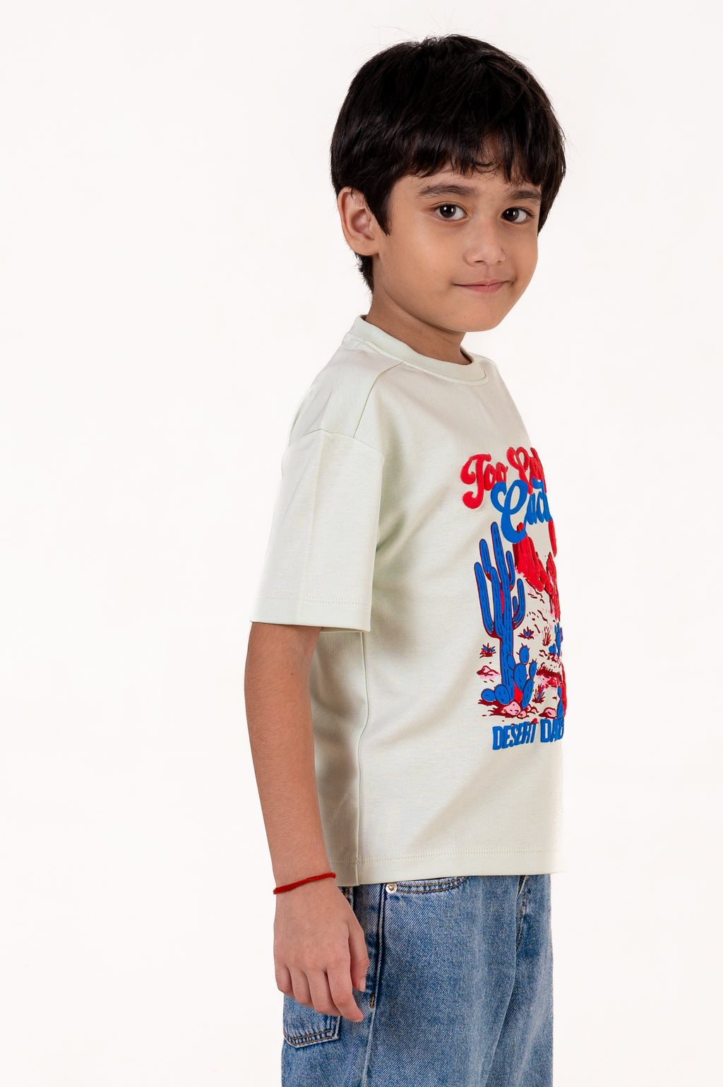 Crew Neck With Puff Print Pista Green