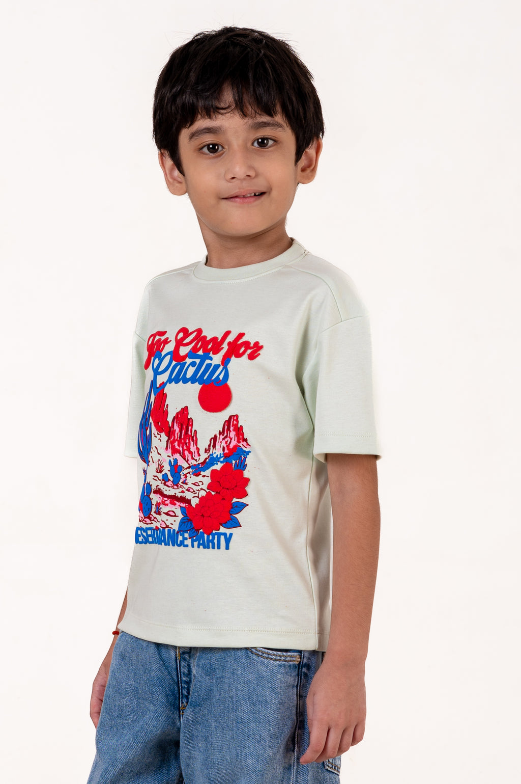 Crew Neck With Puff Print Pista Green