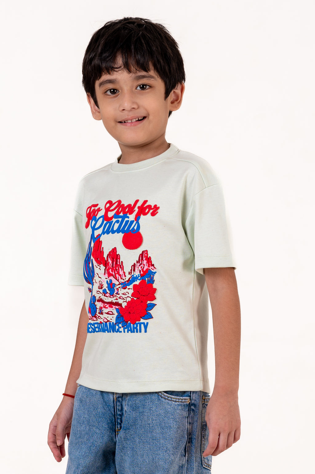 Crew Neck With Puff Print Pista Green