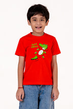 Crew Neck With Puff Print Red