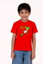 Crew Neck With Puff Print Red