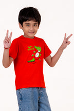 Crew Neck With Puff Print Red