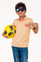 V Neckpolo With Tipping Placket And Cuff With Emb Cream