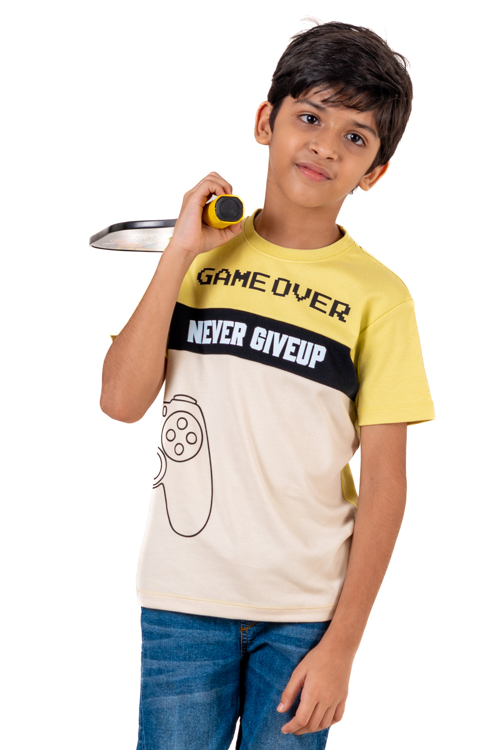 Crew Neck And Cut & Sew With Hd Print Pale Green