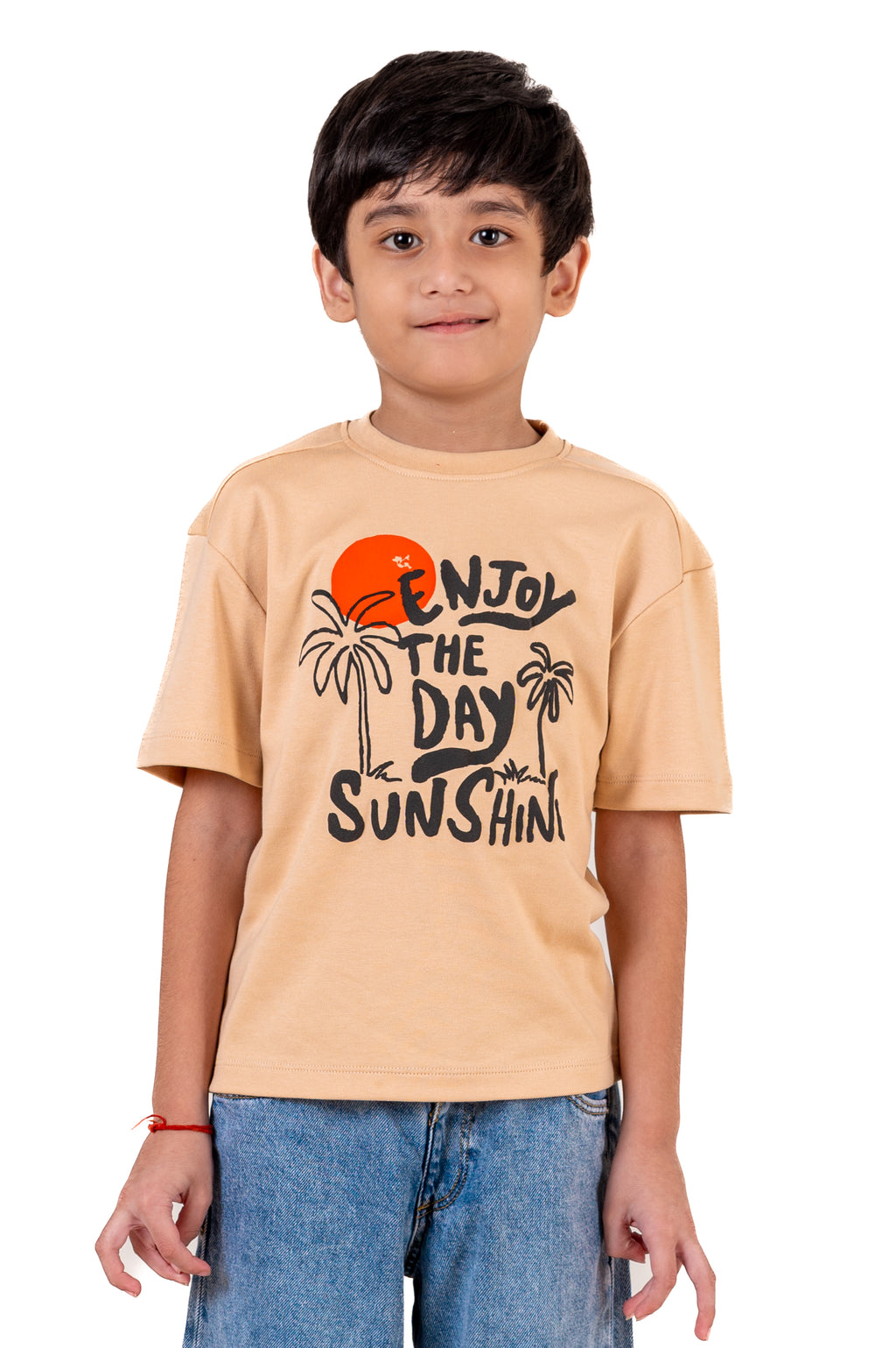 Crew Neck With Puff Print Ivory Cream