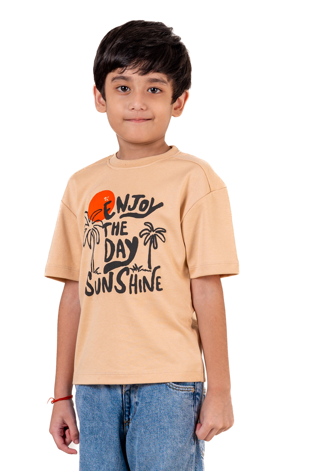 Crew Neck With Puff Print Ivory Cream