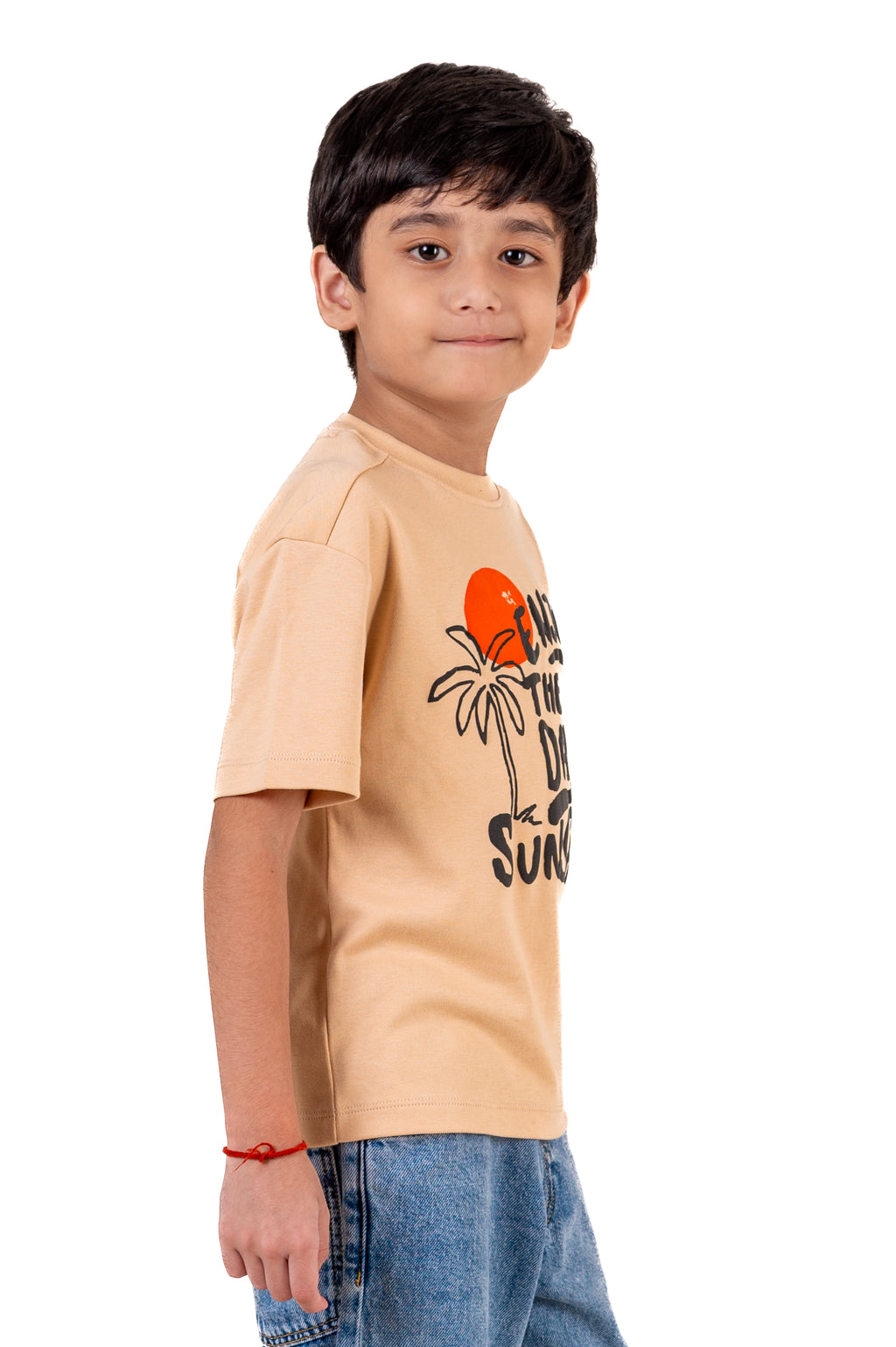 Crew Neck With Puff Print Ivory Cream