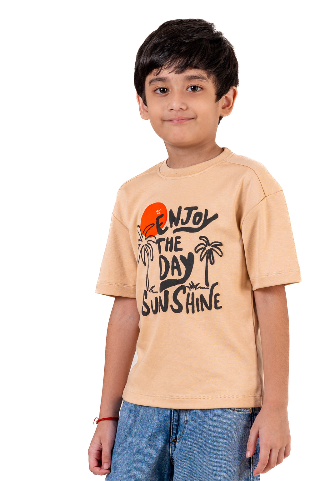 Crew Neck With Puff Print Ivory Cream