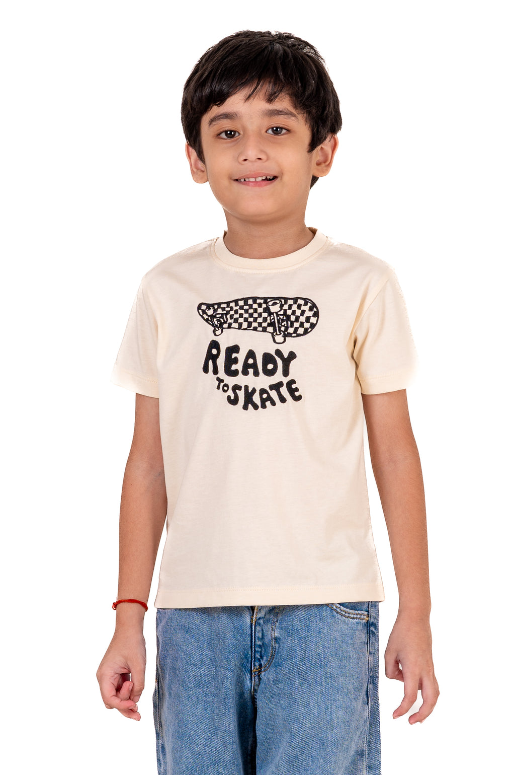 Crew Neck With Contrast Emb White