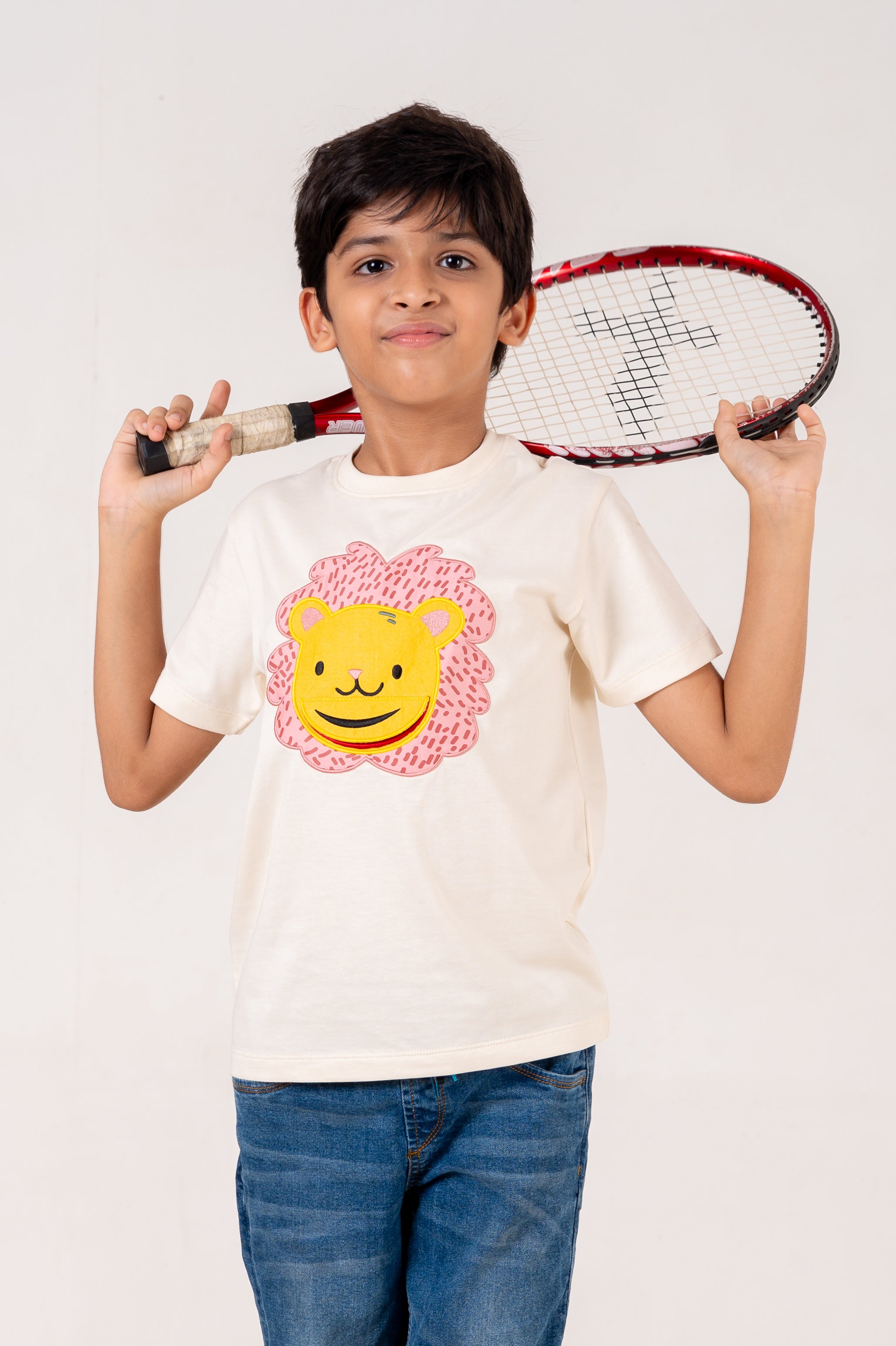 Crew Neck With Applic Emb White