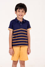 Co Ords With Stripes Print T Shirt Navy