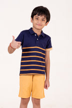 Co Ords With Stripes Print T Shirt Navy