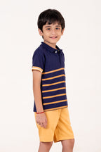 Co Ords With Stripes Print T Shirt Navy