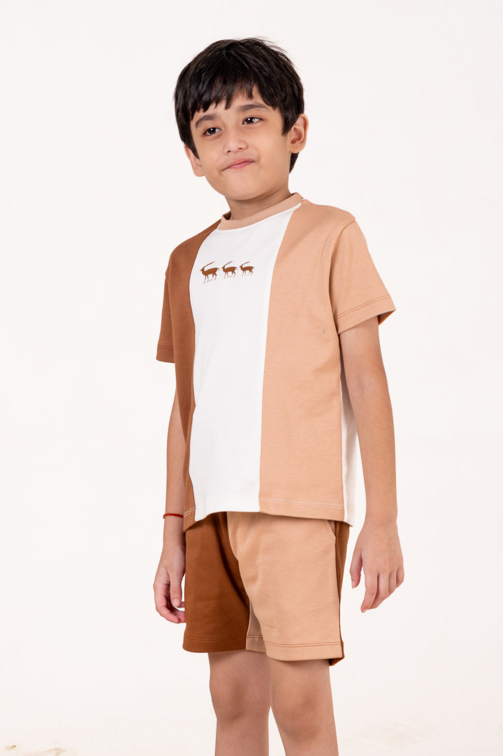 Co Ords With Cut& Sew And Puff Print White