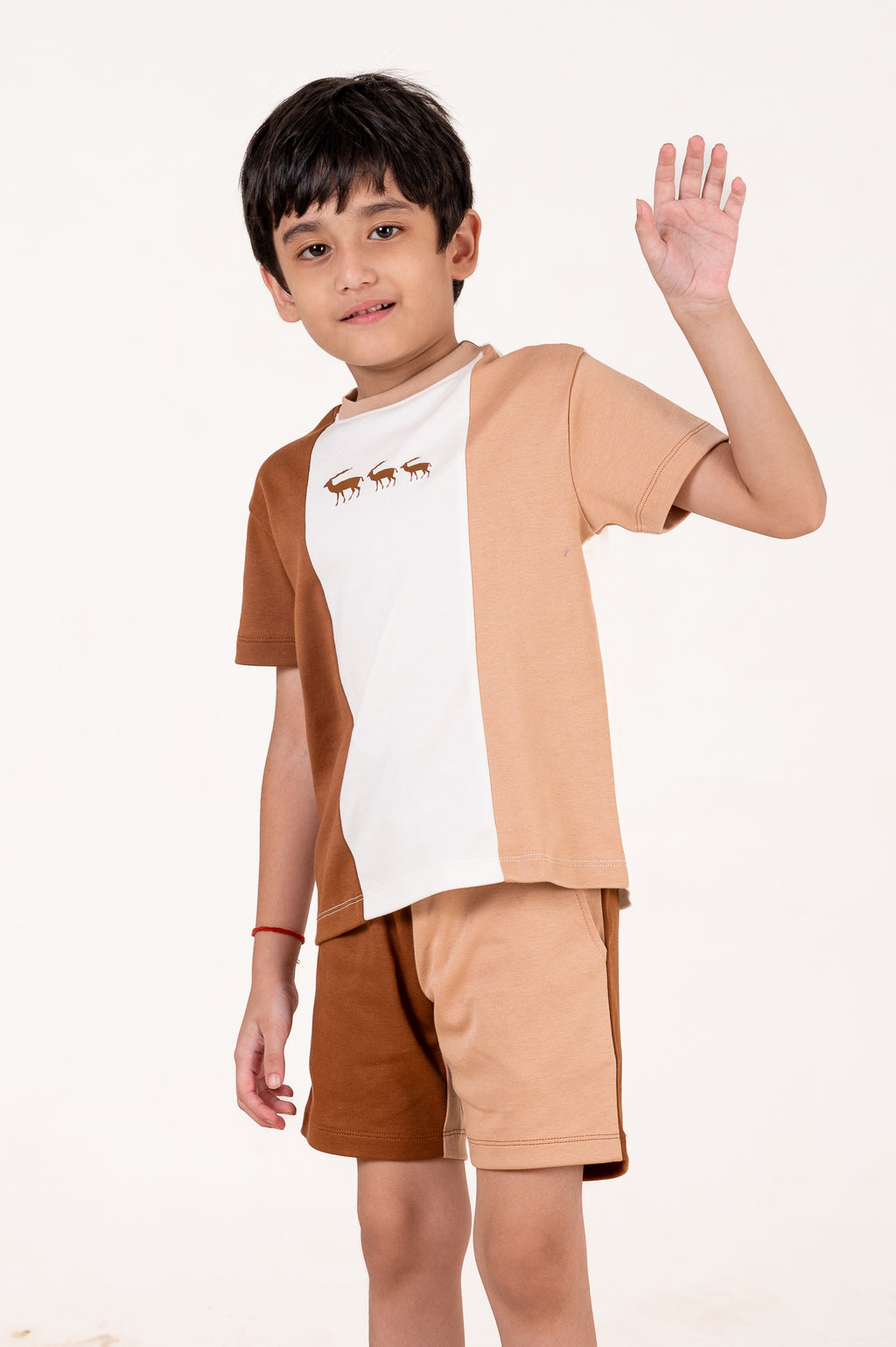 Co Ords With Cut& Sew And Puff Print White