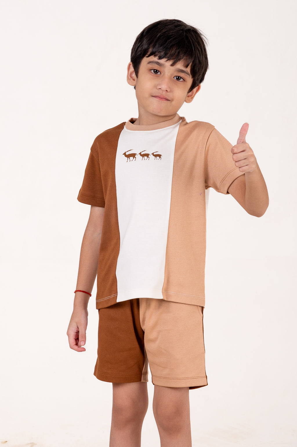 Co Ords With Cut& Sew And Puff Print White