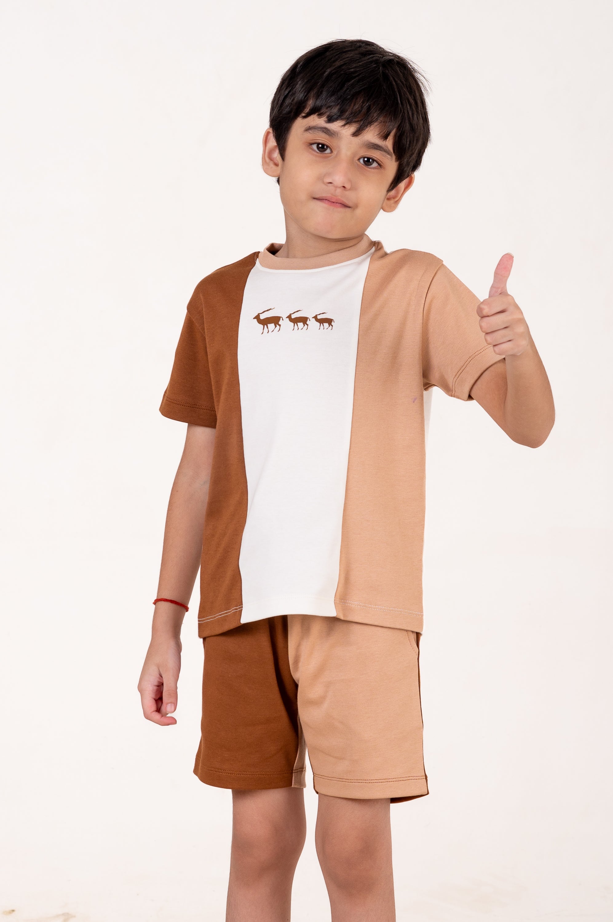 Co Ords With Cut& Sew And Puff Print White