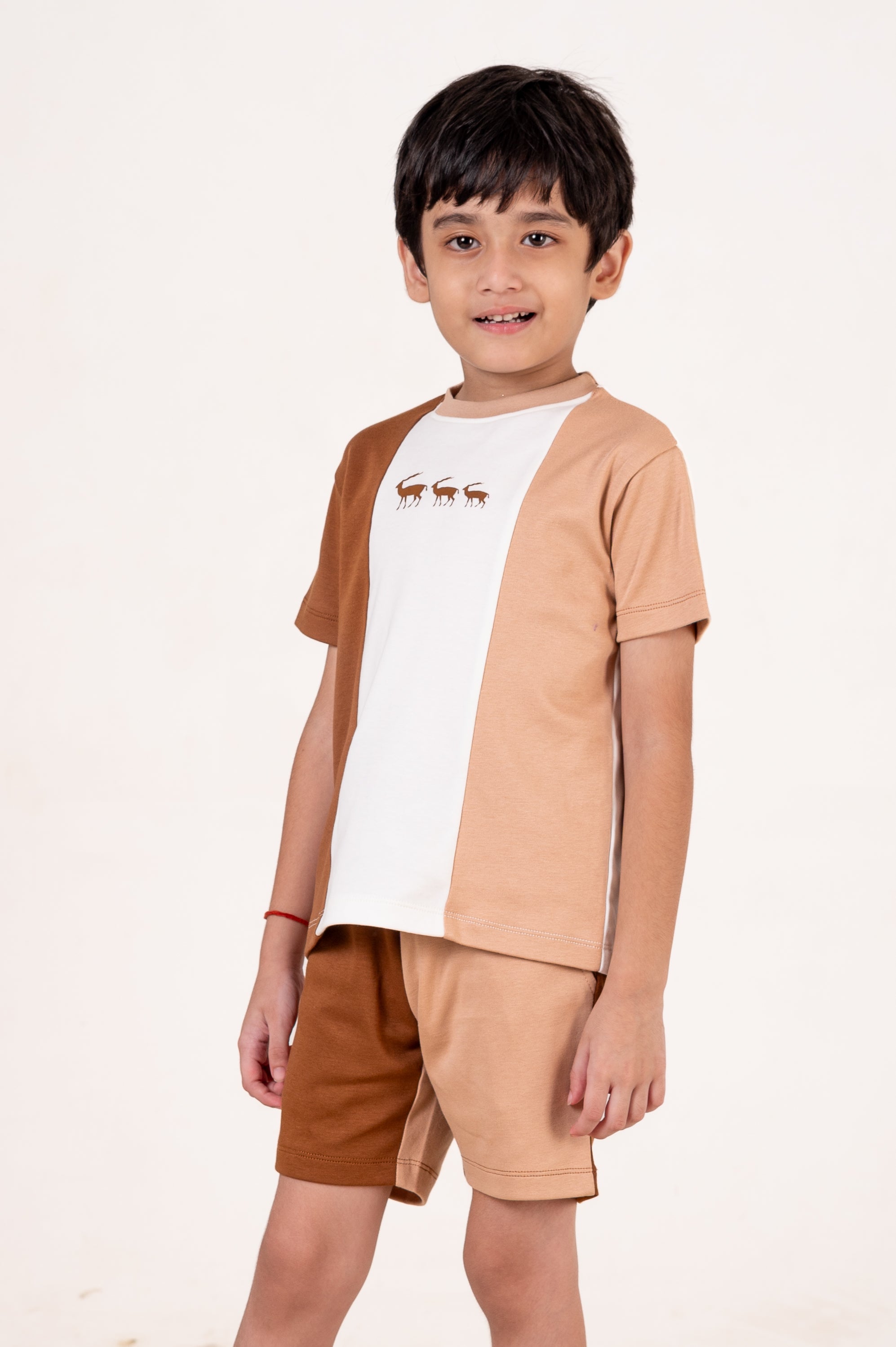 Co Ords With Cut& Sew And Puff Print White