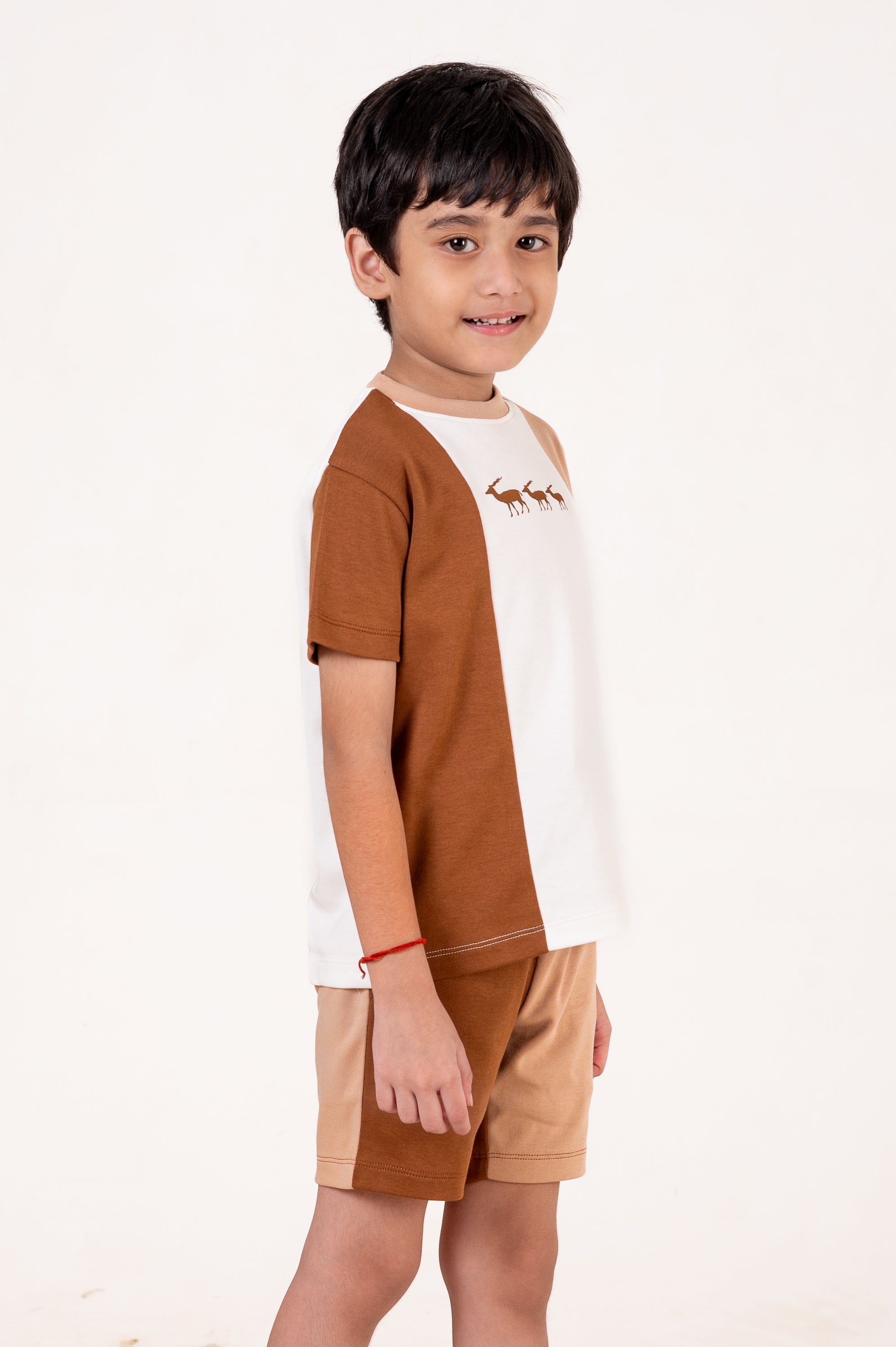 Co Ords With Cut& Sew And Puff Print White