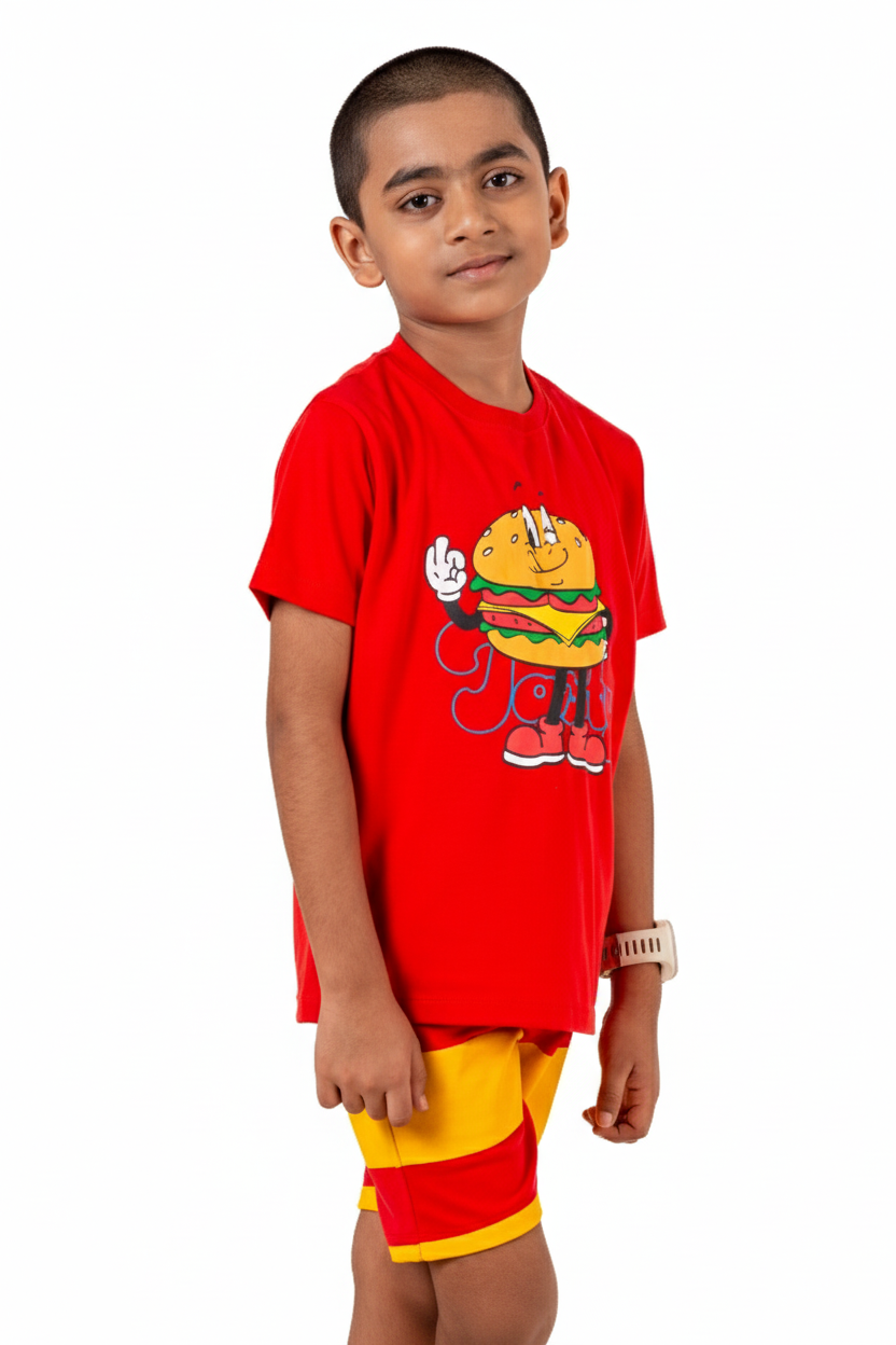 Co Ords With Puff Print Red