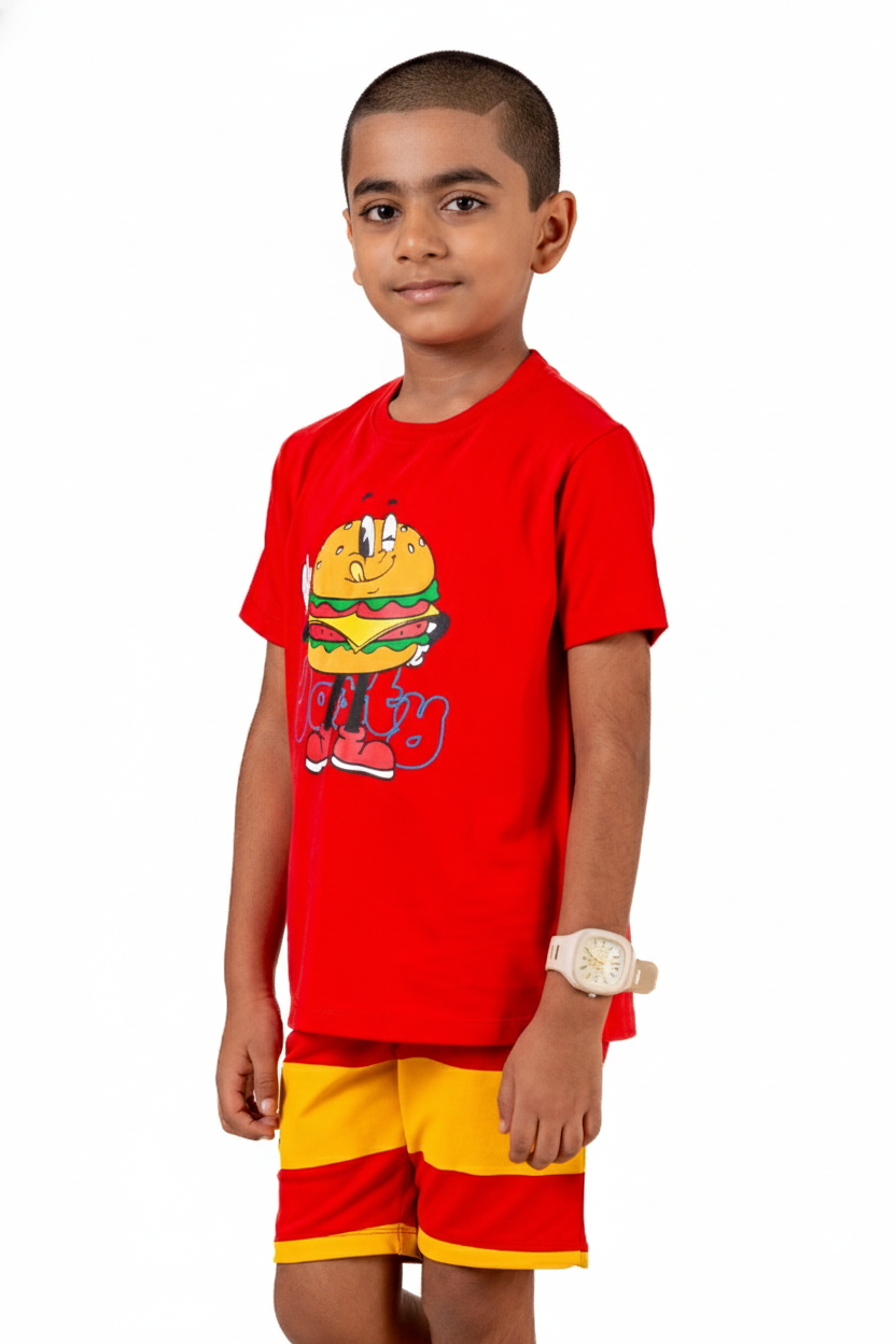 Co Ords With Puff Print Red