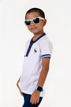 Henly Neck With Contrast Placket And Emb Cloud Dancer