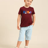 Burgundy Regular Fit Printed Tshirt