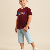 Burgundy Regular Fit Printed Tee