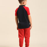 Bright Red/Navy Raglan Polo