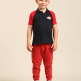 Bright Red/Navy Raglan Polo