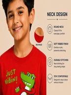 Organic Cotton Crew Neck With Puff Print Red