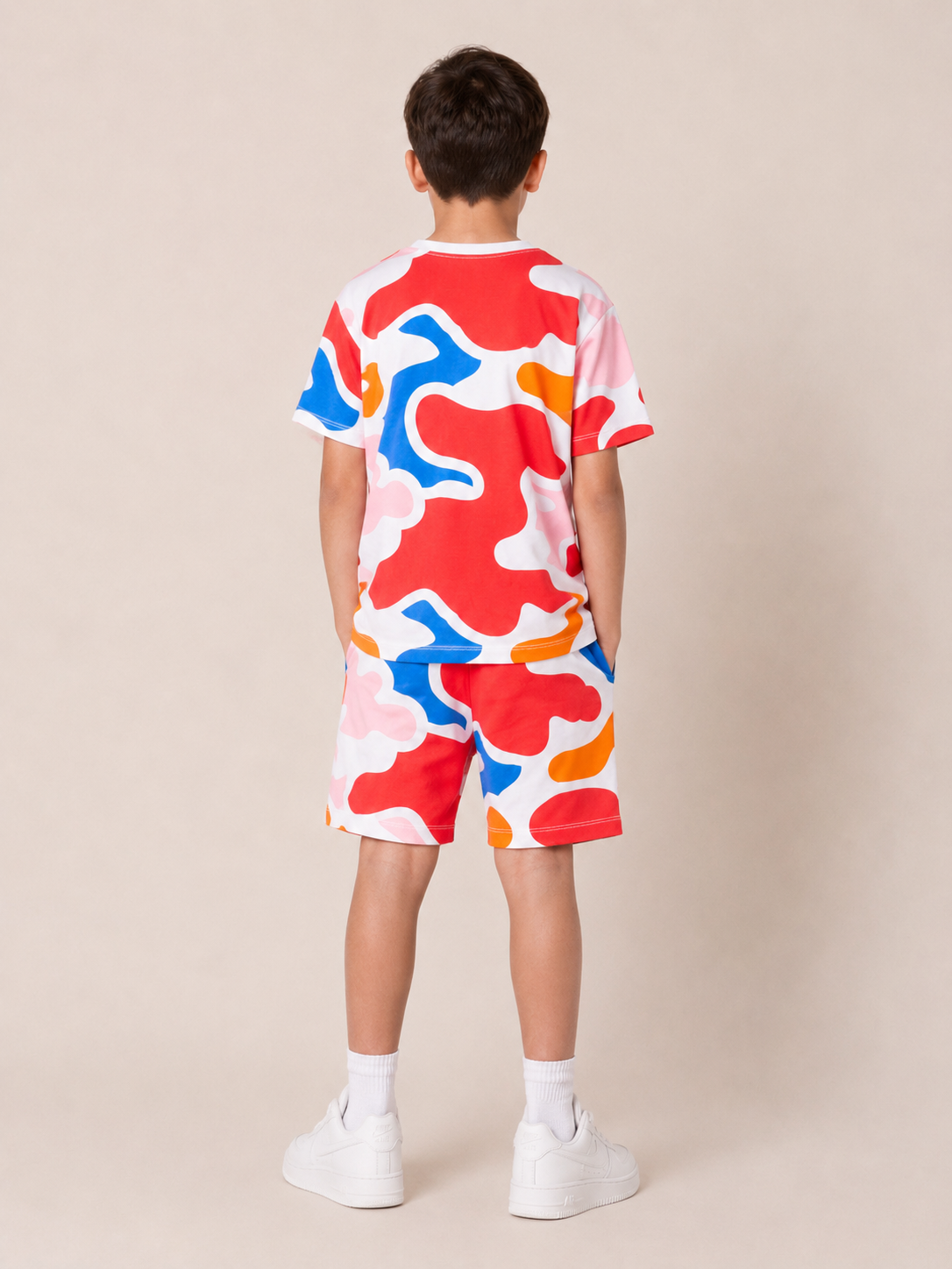 Organic Cotton Co Ords With Aop Print With Rubber Bagde Cloud Dancer