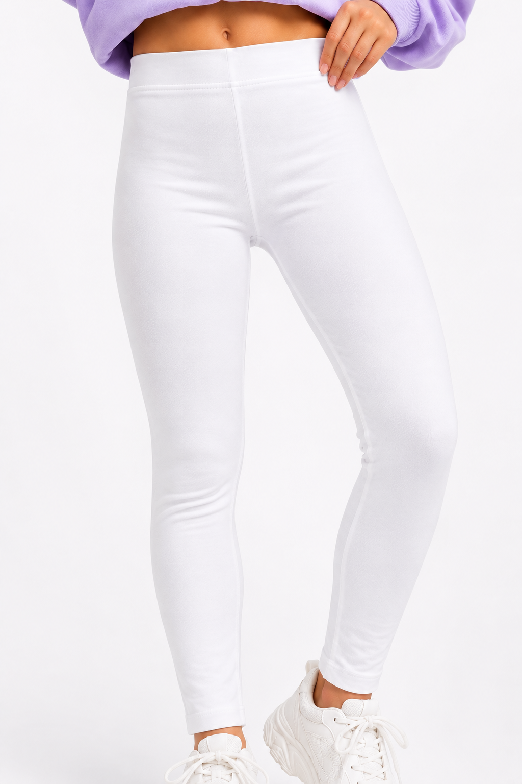 Organic Cotton Plain Leggings Bright White