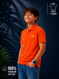 Polo With Contrast Placket And Emb Red