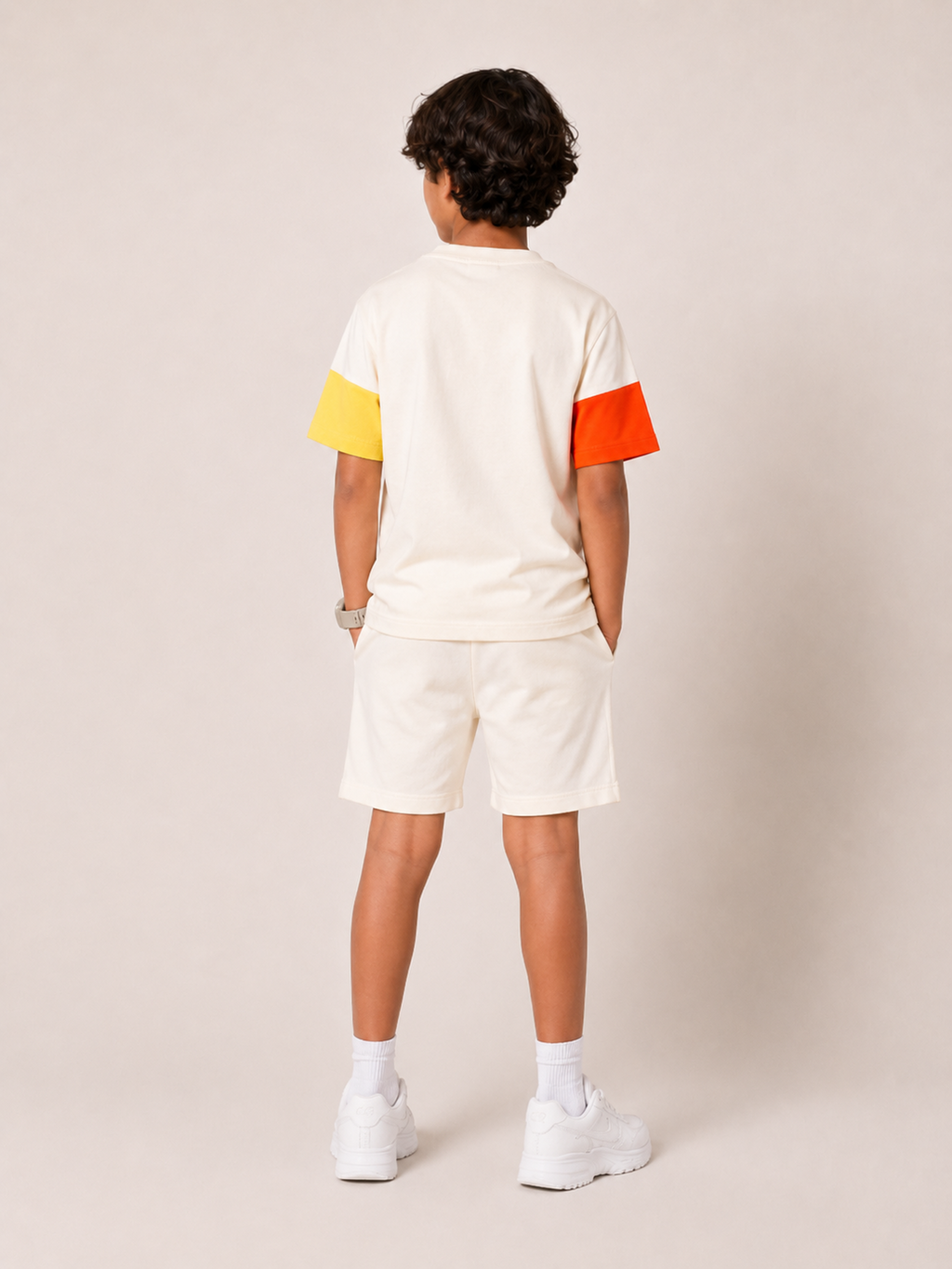 Organic Cotton Co Ords With Cut& Sew And Puff Print White
