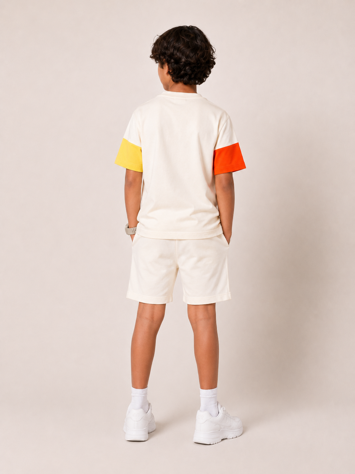 Organic Cotton Co Ords With Cut& Sew And Puff Print White