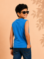 Organic Cotton Tank Top With Chennile Emb Blue
