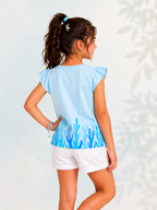 Organic Cotton Crew Neck With Normal Print And Fabric Patch Blue