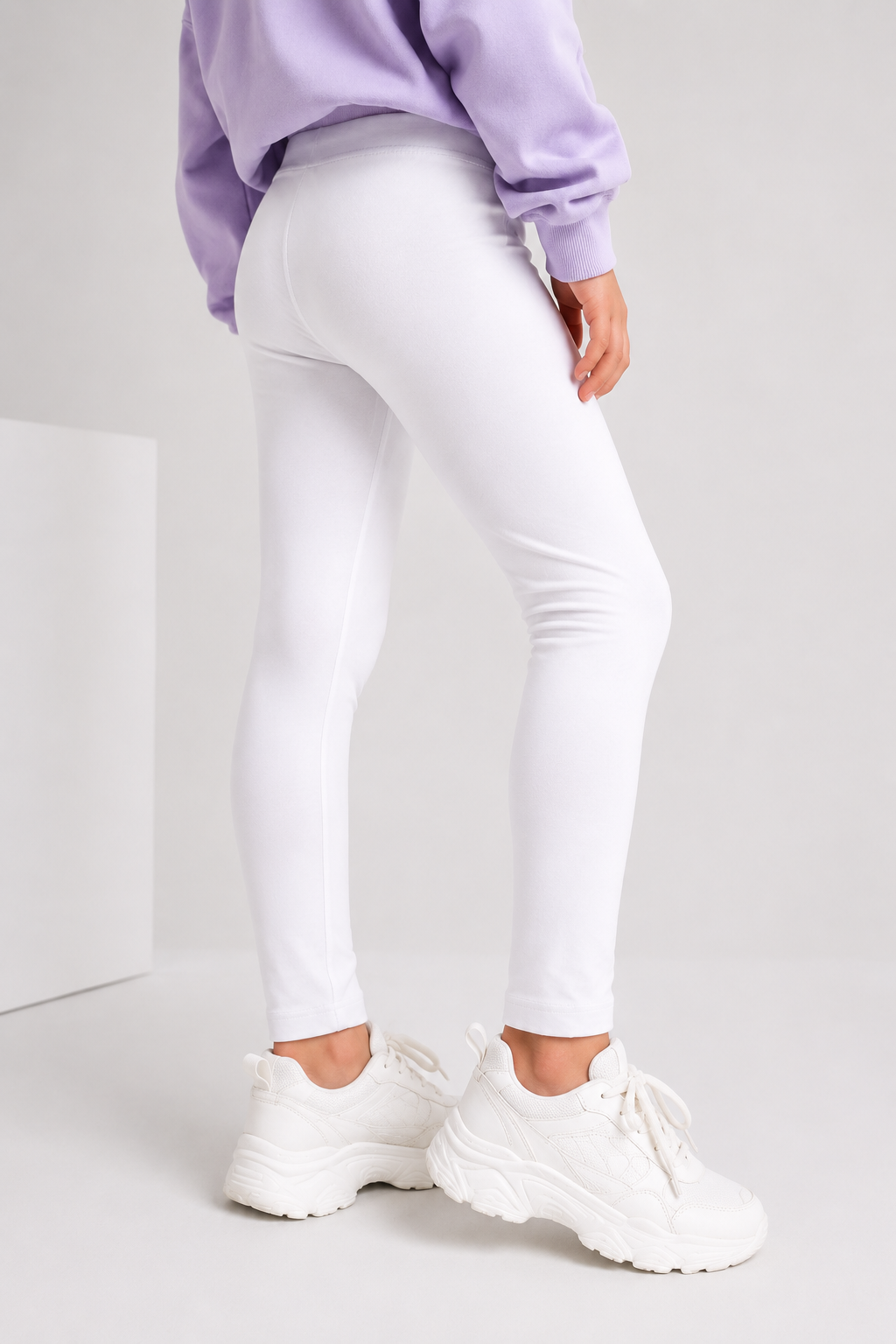 Organic Cotton Plain Leggings Bright White